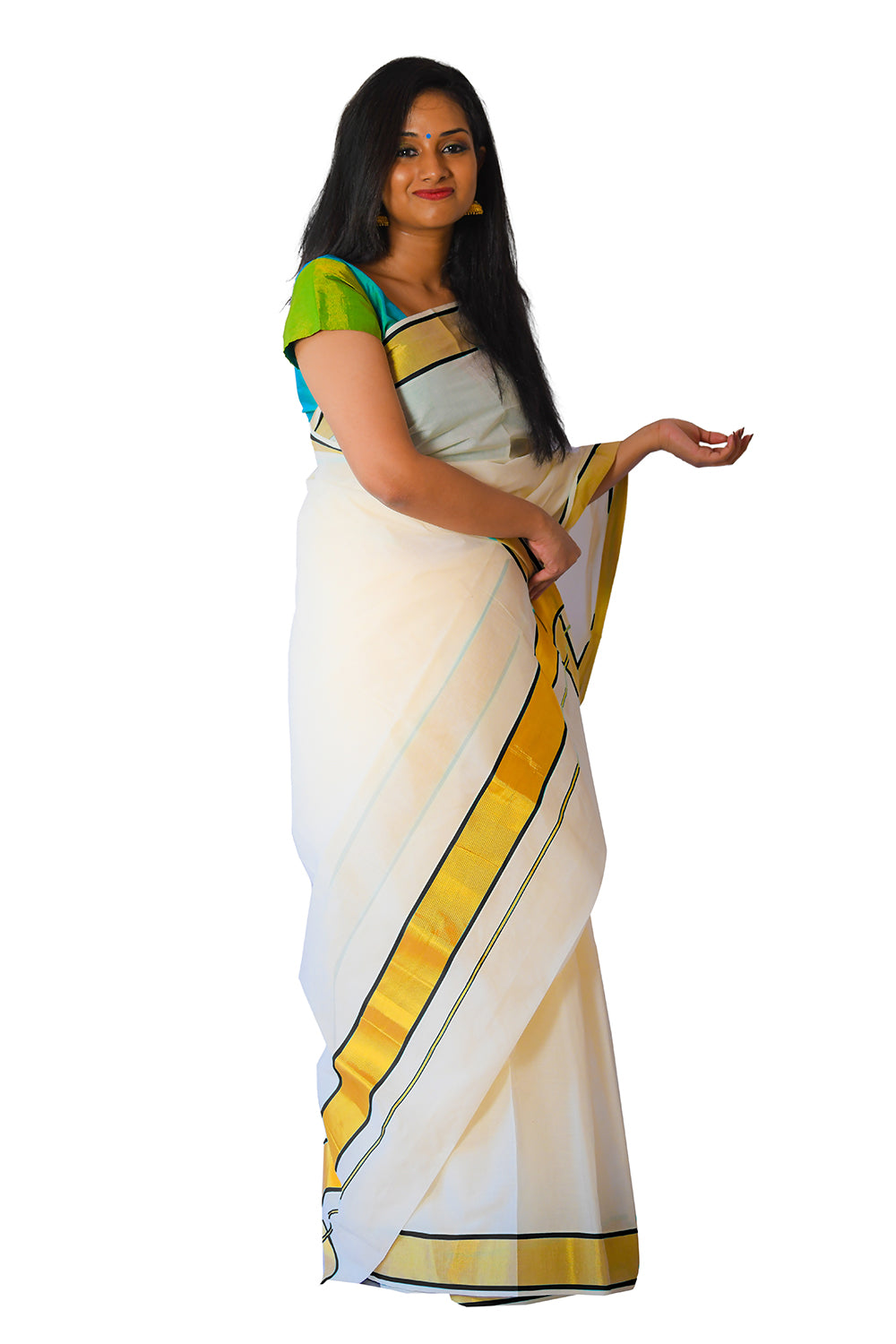 Kerala Kasavu and Black Colour Border Saree