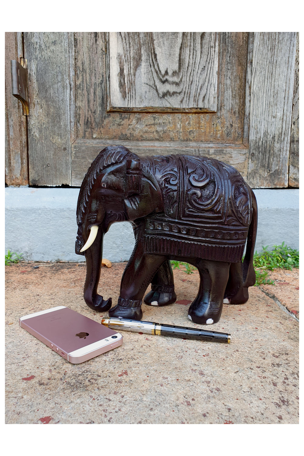 Southloom Handmade Elephant with Carved Patterns Handicraft (Carved from Rose Wood)