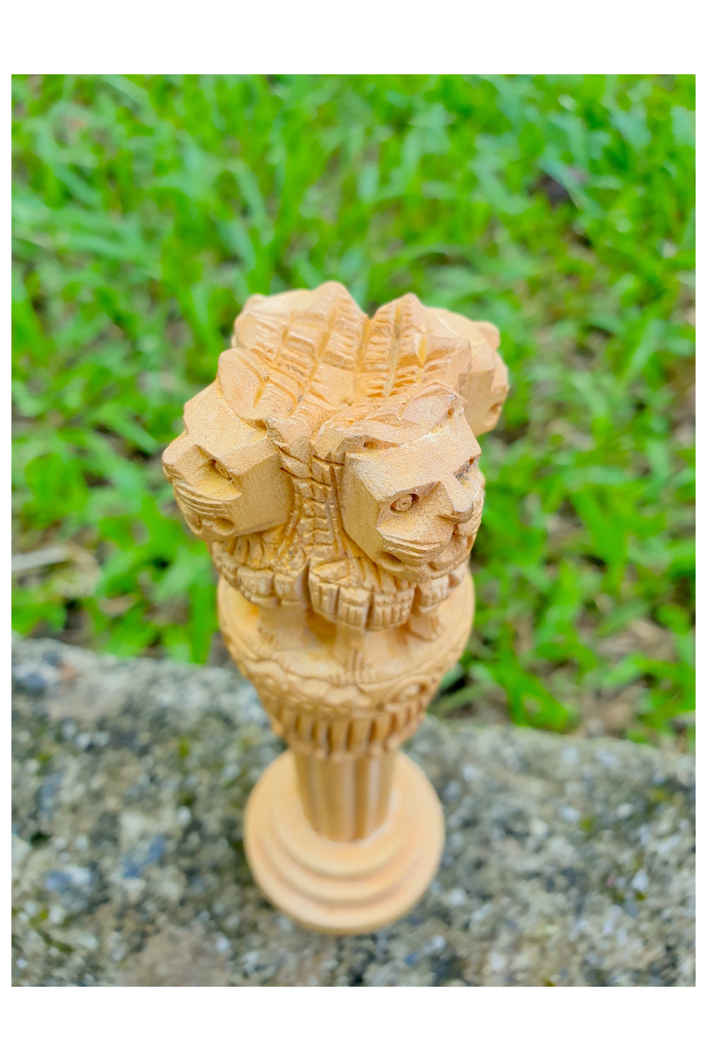 Southloom Handmade Asoka Lion Pillar Handicraft (Carved from White Wood)