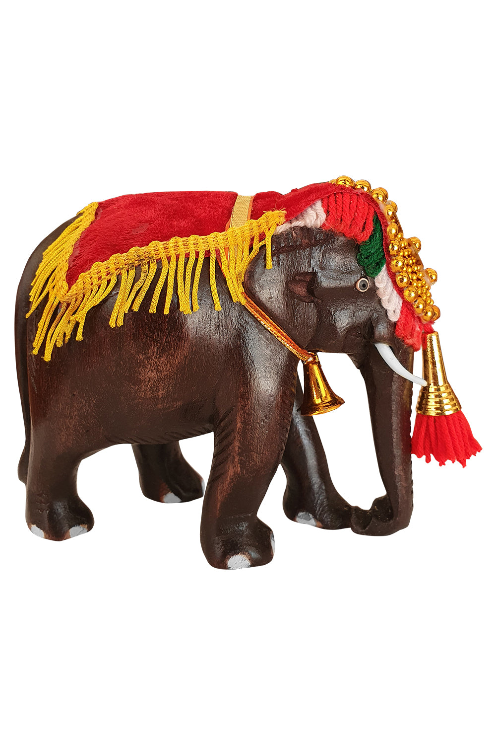 Southloom Handmade Temple Elephant Handicraft (Carved from Mahogany Wood) 5 Inches