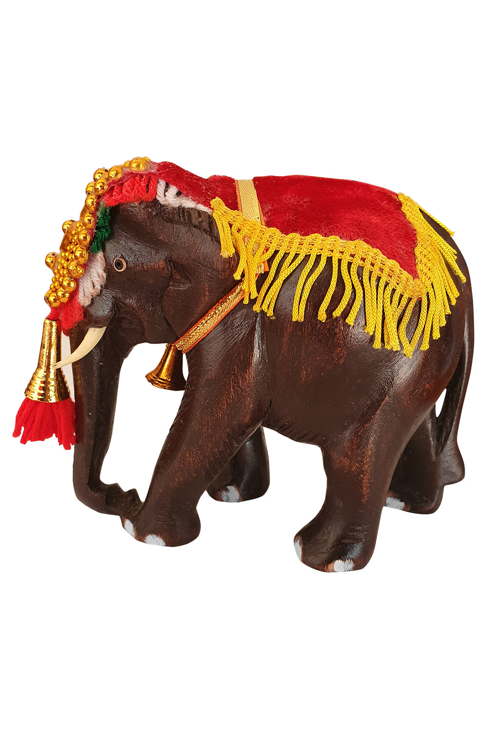 Southloom Handmade Temple Elephant Handicraft (Carved from Mahogany Wood) 5 Inches