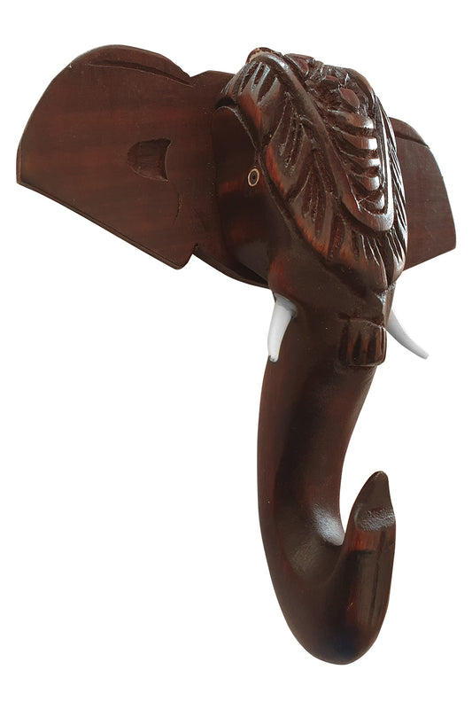 Southloom Handmade Elephant Head with Carved Patterns Handicraft (Carved from Mahogany Wood) 6 Inches