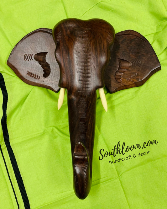 Southloom Handmade Elephant Head Handicraft (Carved from Rose Wood) 14 Inches