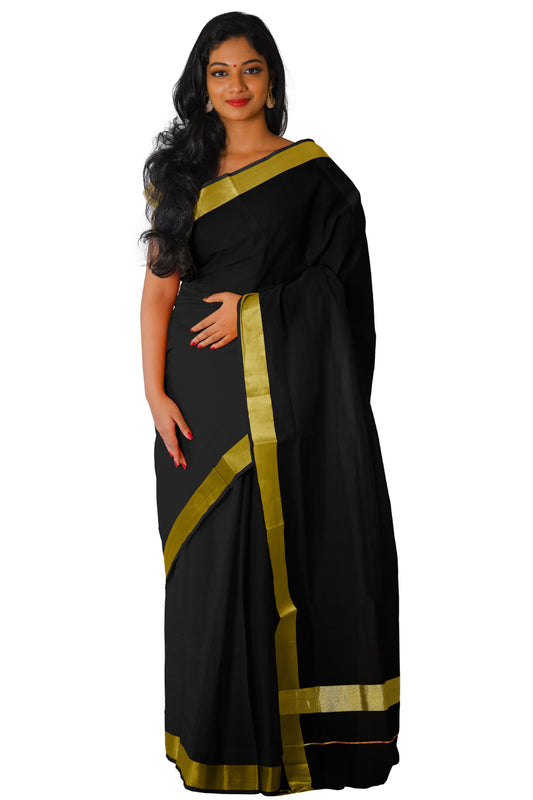 Kerala Traditional Black Colour Kasavu Saree