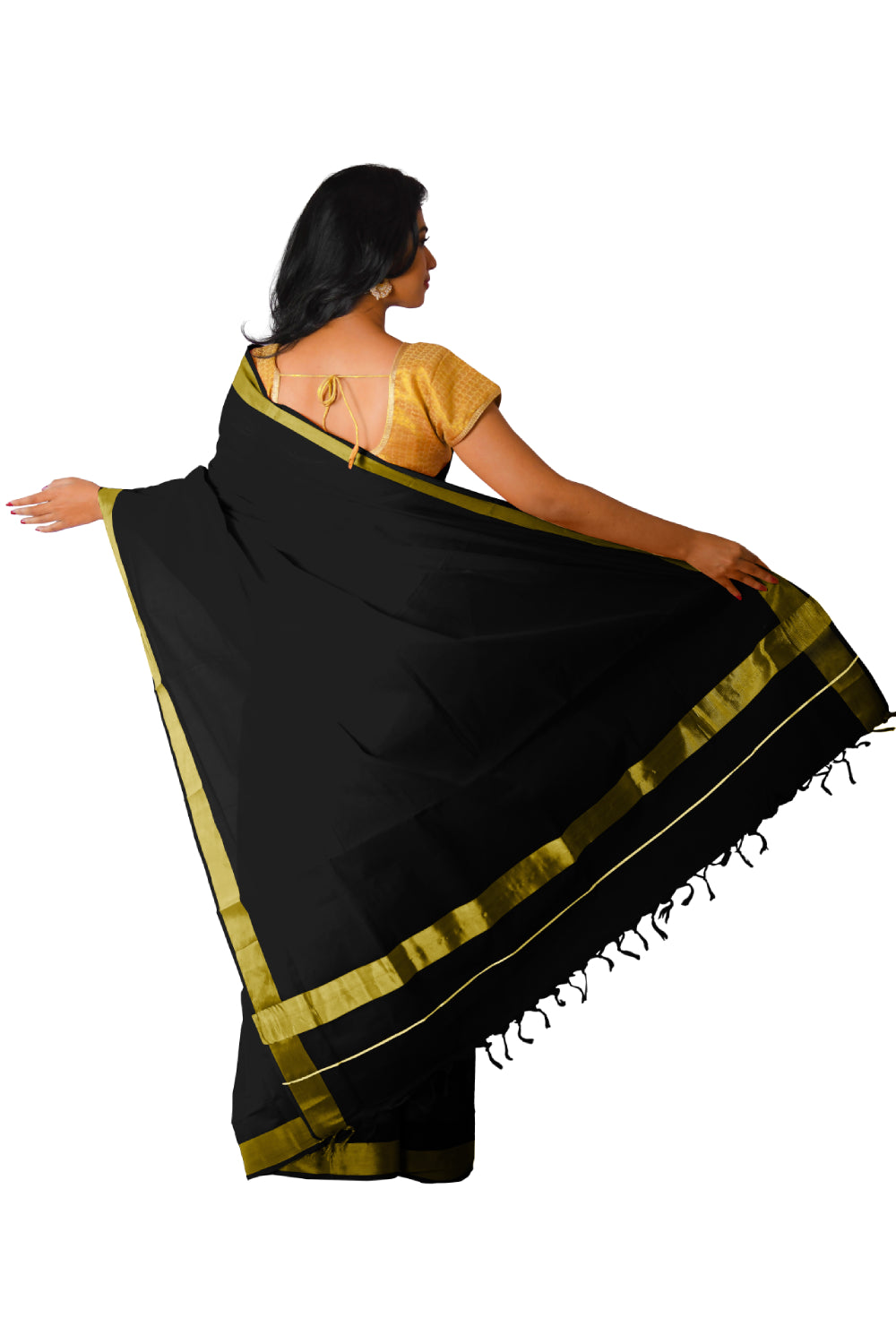 Kerala Traditional Black Colour Kasavu Saree