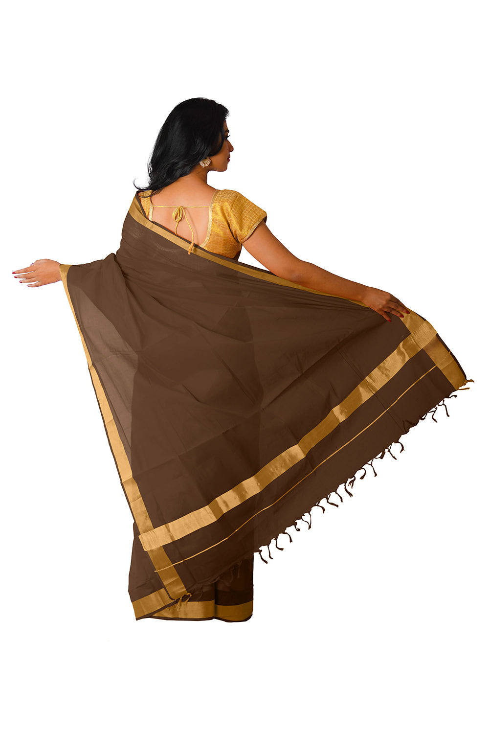 Kerala Traditional Brown Colour Kasavu Saree