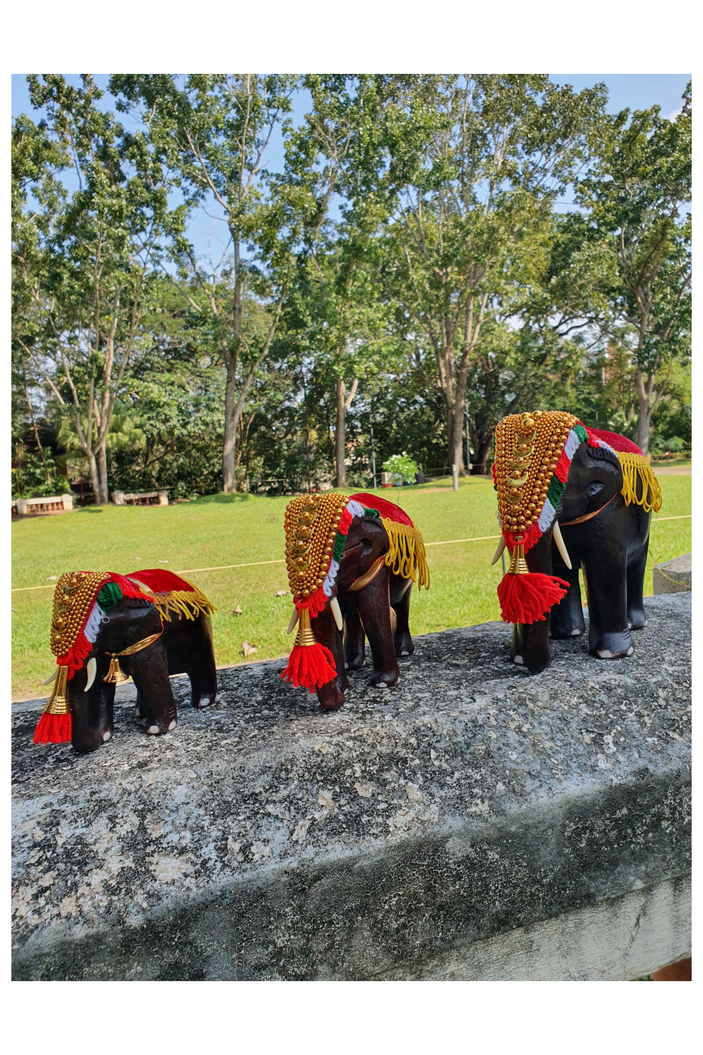 Southloom Handmade Temple Elephant Handicraft (Carved from Mahogany Wood) 4 Inches