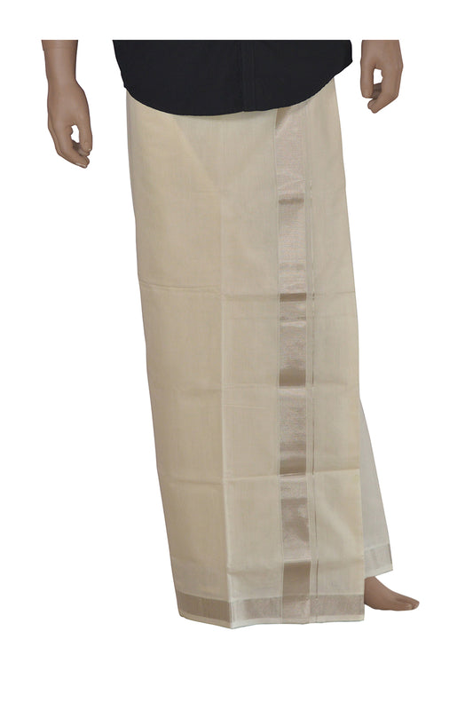 Mundu with Silver Kasavu Kara (South Indian Dhoti) 2 Inches