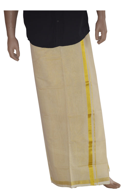 Southloom™ Balaramapuram Handloom Tissue Mundu with Kasavu Kara (South Indian Dhoti) 1 inch