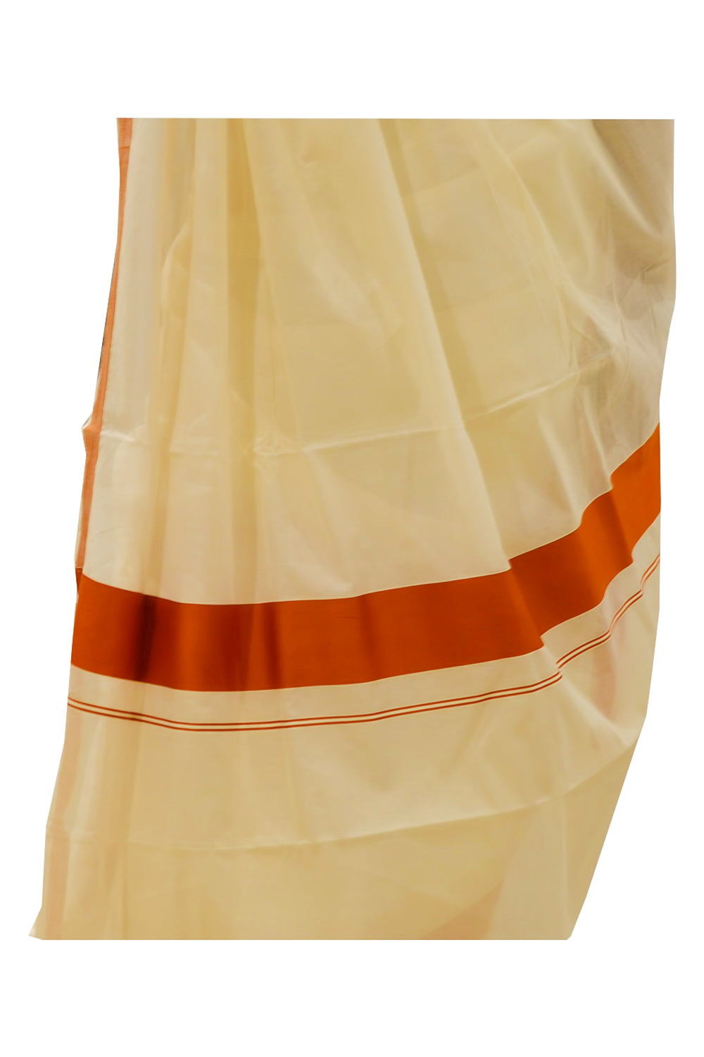 Southloom Pure Cotton Kerala Saree with Plain Dark Orange Border