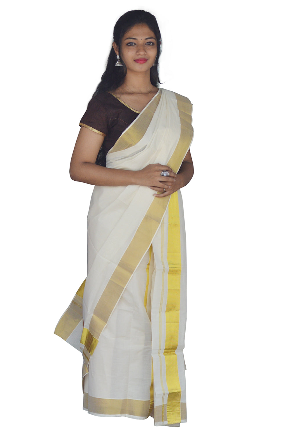 Southloom™ Handloom Plain Single Mundum Neriyathum (Set Mundu) 3 Inch