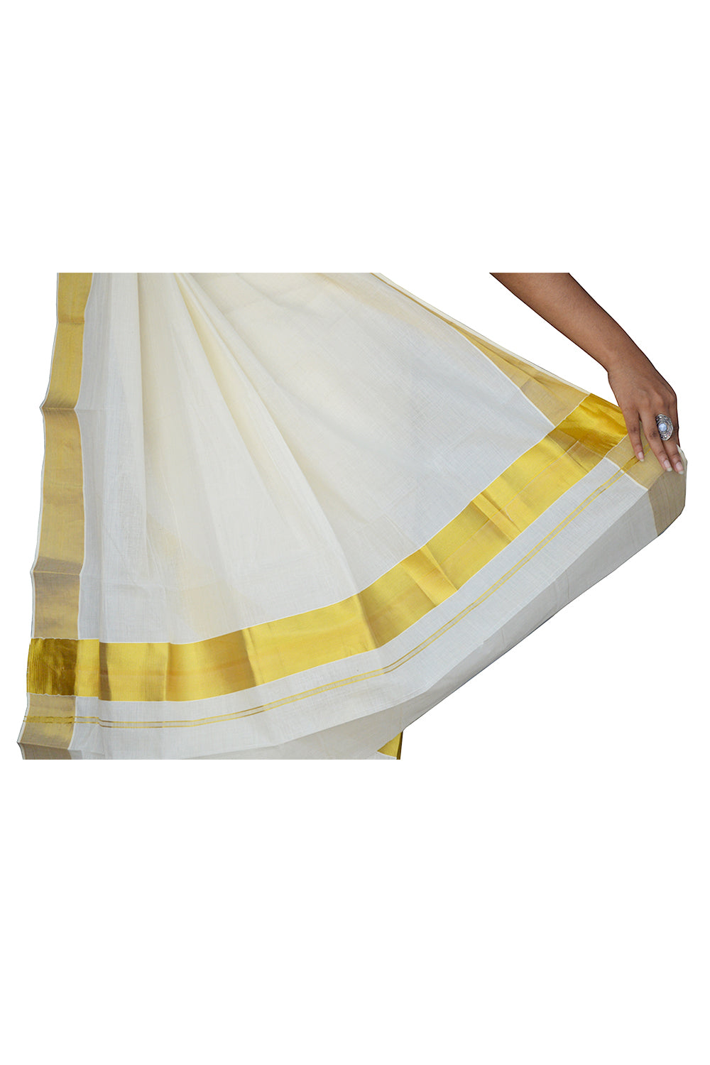 Southloom™ Handloom Plain Single Mundum Neriyathum (Set Mundu) 3 Inch