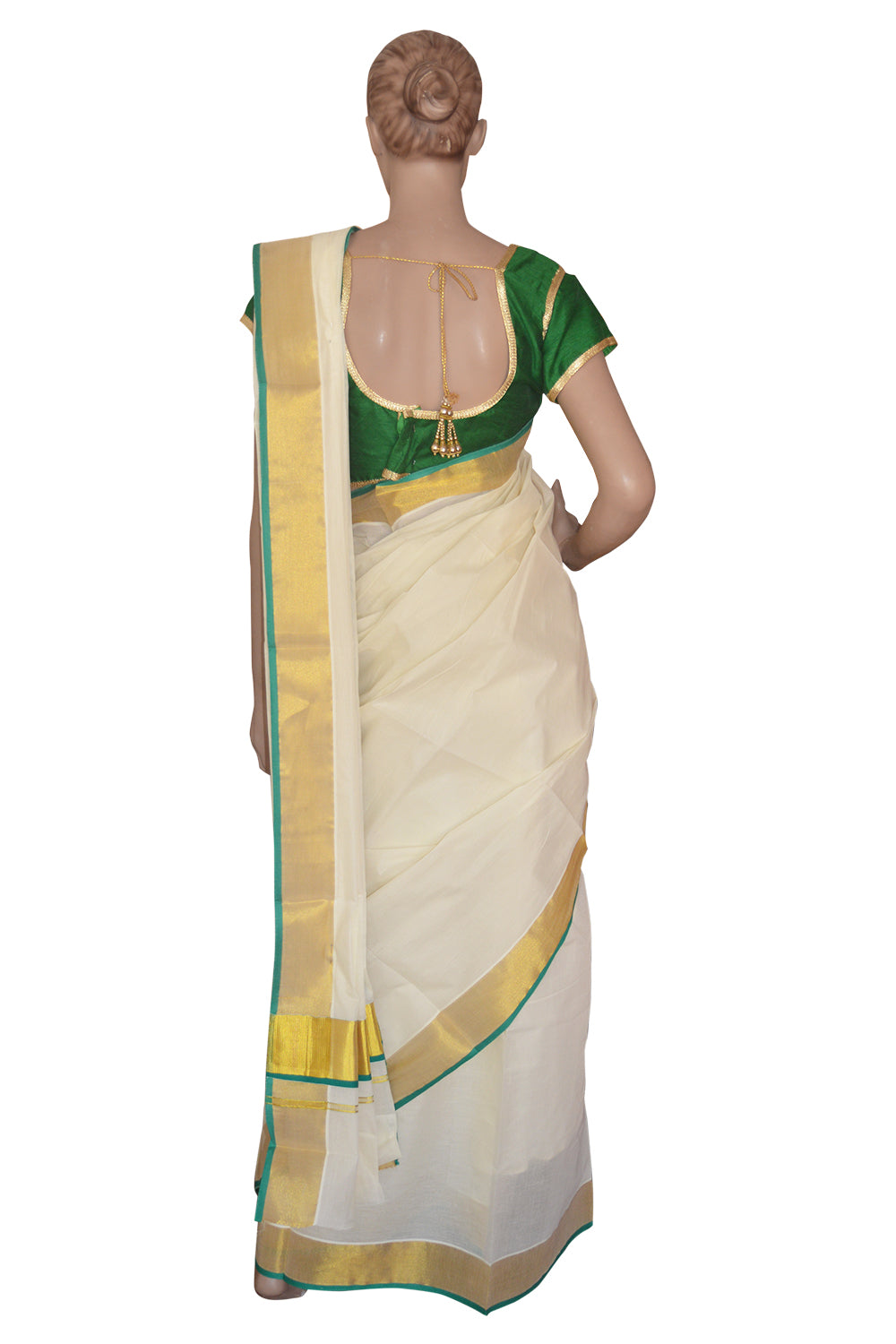 Kerala Kasavu Green Border Onam Saree