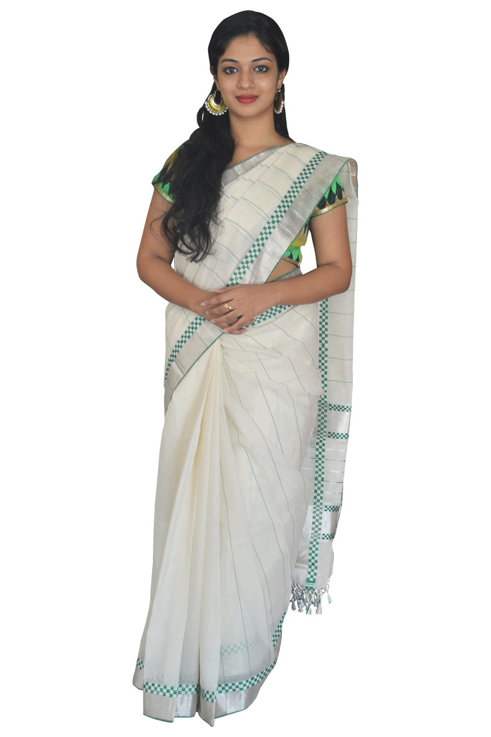 Southloom™ Balaramapuram Unakkupaavu Handloom Silver Kasavu Saree with Heavy Work