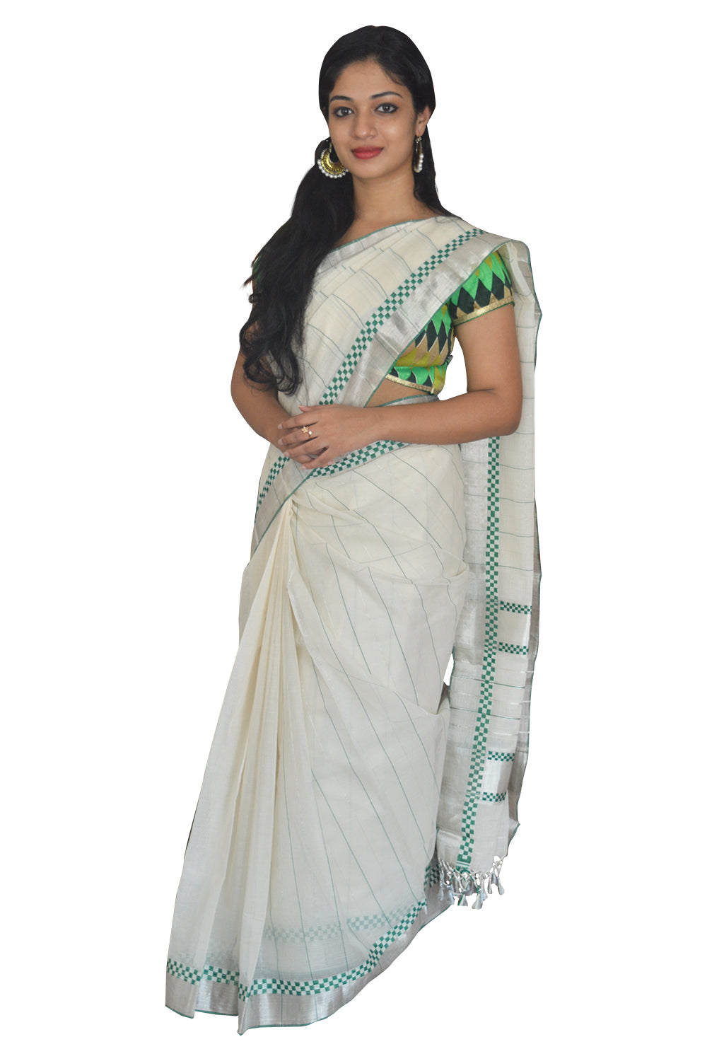 Southloom™ Balaramapuram Unakkupaavu Handloom Silver Kasavu Saree with Heavy Work