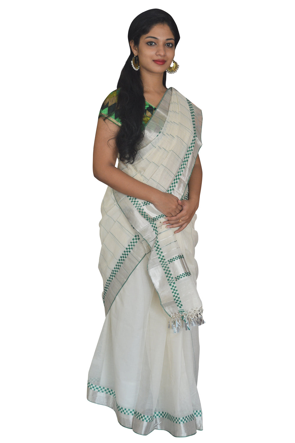 Southloom™ Balaramapuram Unakkupaavu Handloom Silver Kasavu Saree with Heavy Work