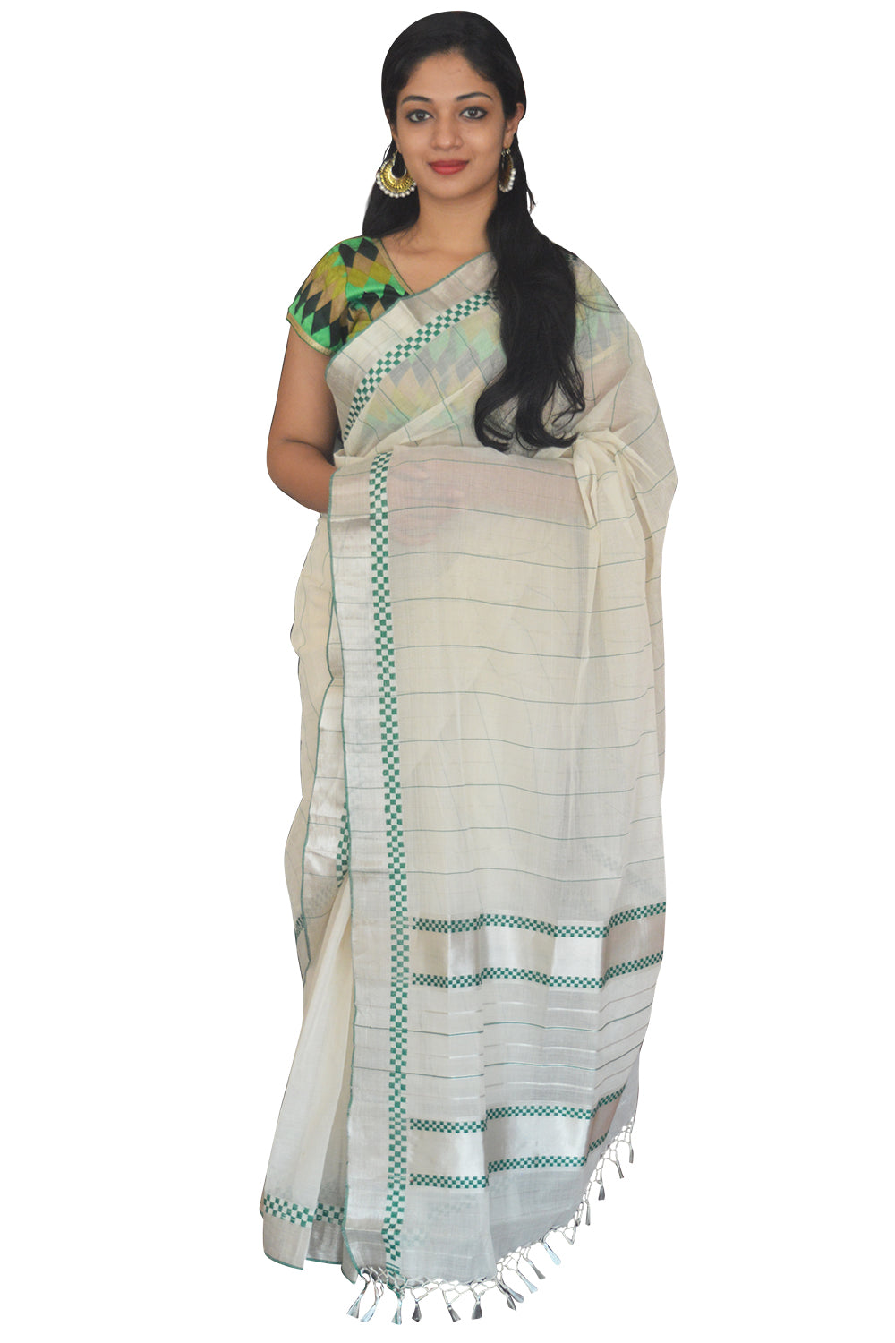 Southloom™ Balaramapuram Unakkupaavu Handloom Silver Kasavu Saree with Heavy Work