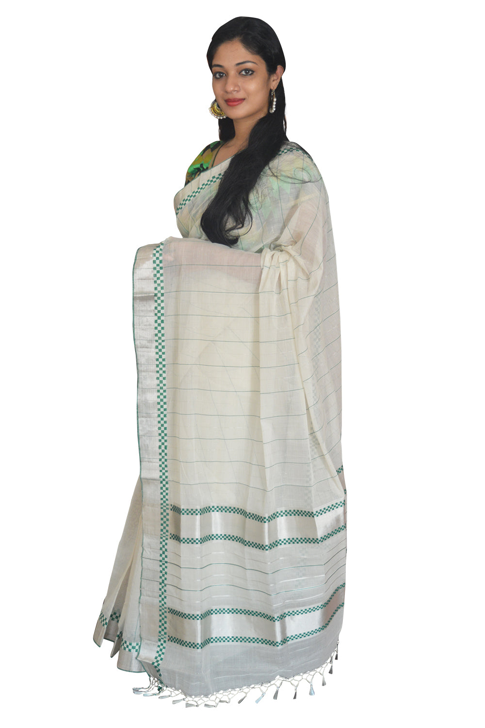 Southloom™ Balaramapuram Unakkupaavu Handloom Silver Kasavu Saree with Heavy Work