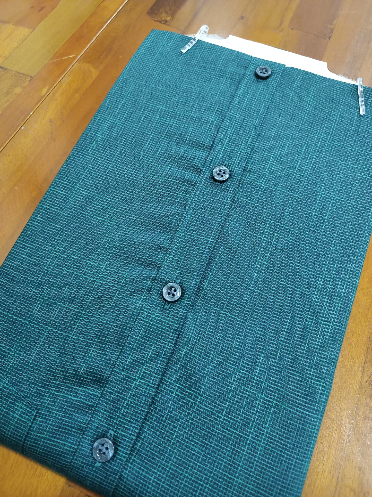 Pure Cotton Green Small Checkered Shirt (40 FS)