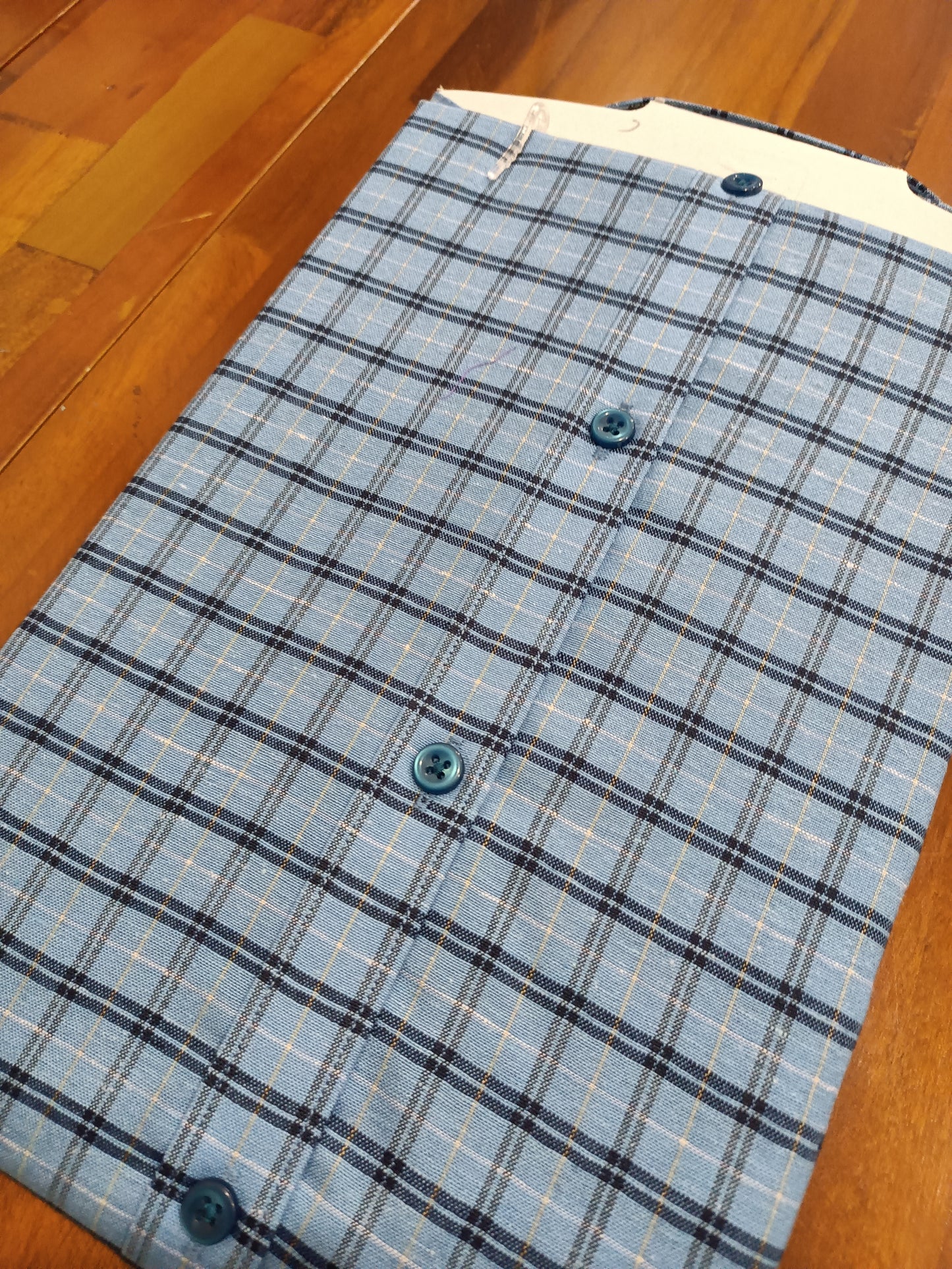 Pure Cotton Blue Checkered Shirt (40 FS)