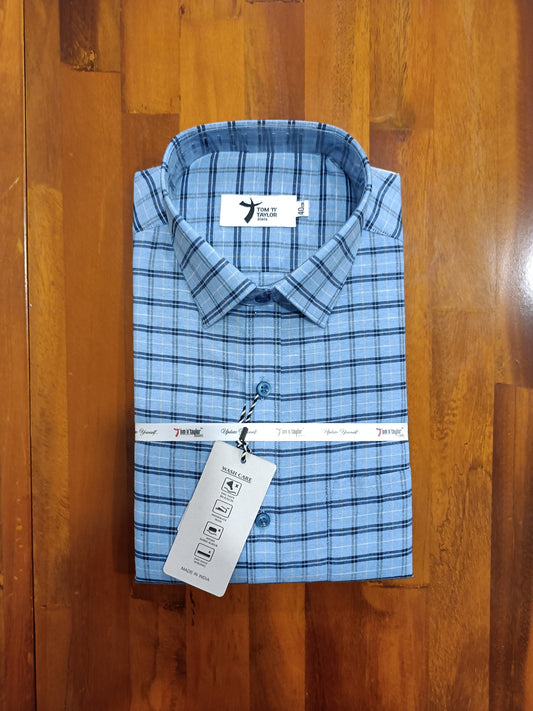 Pure Cotton Blue Checkered Shirt (40 FS)