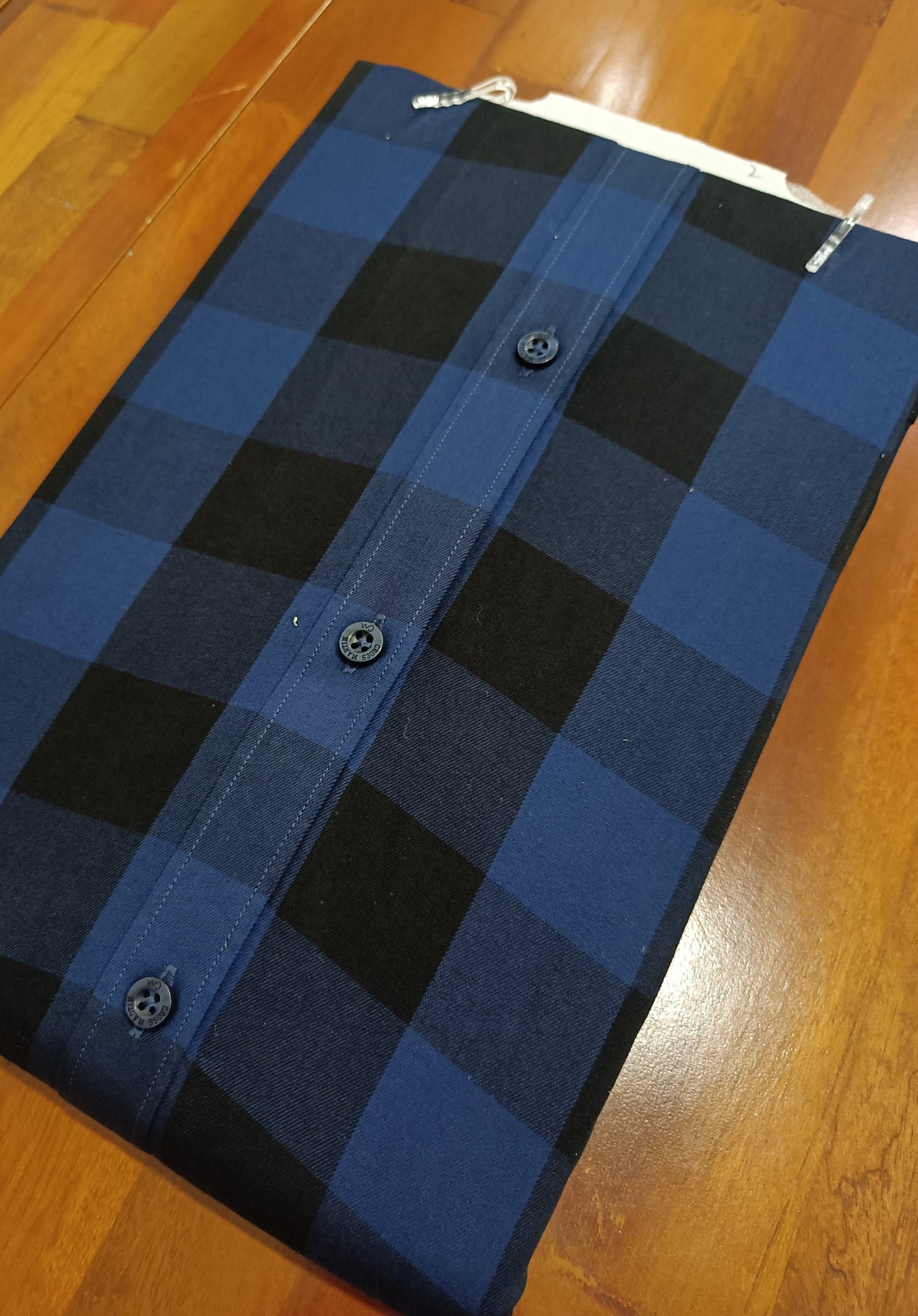 Pure Cotton Black And Blue Checkered Shirt (40 FS)
