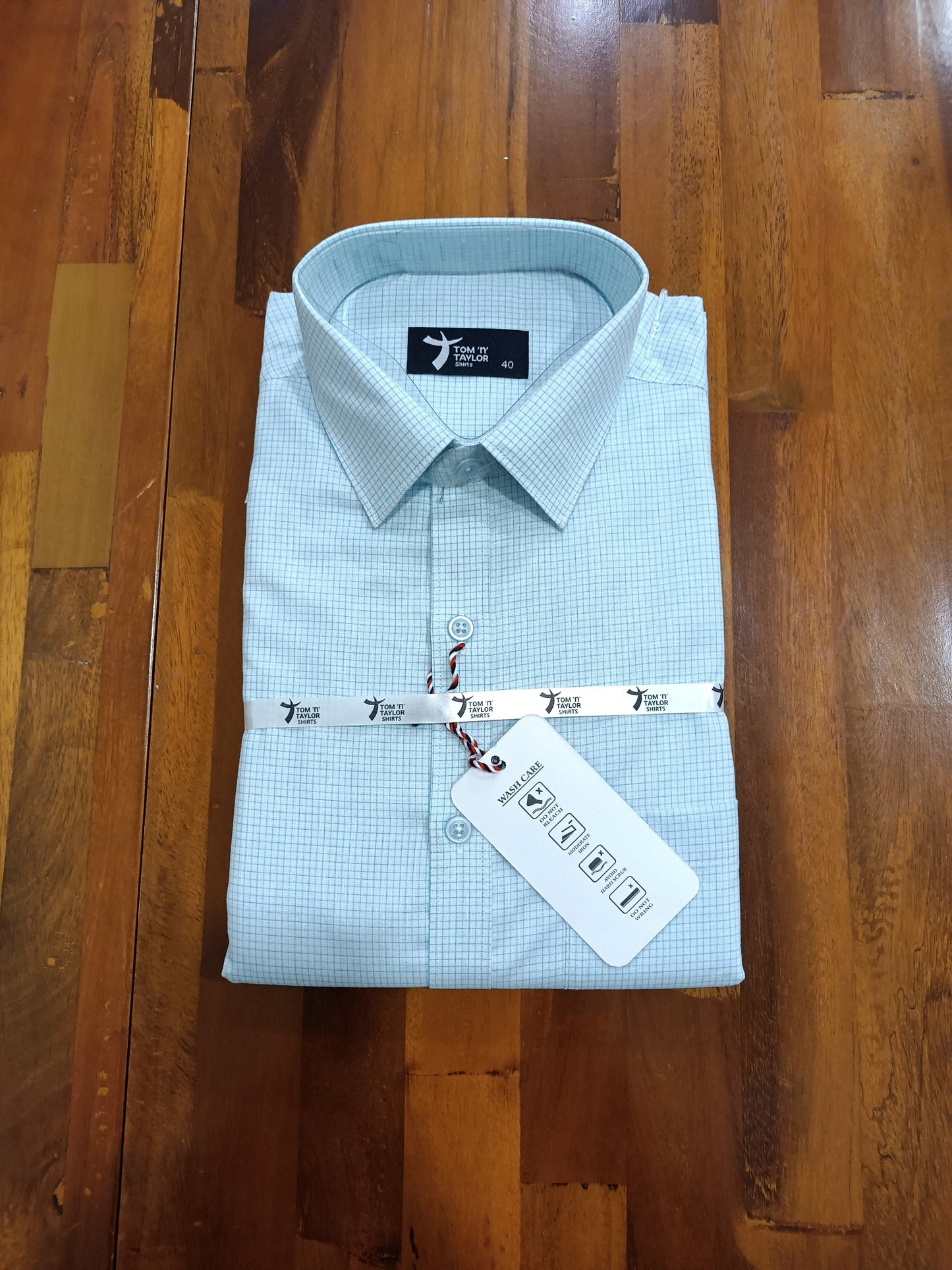 Pure Cotton Light Blue Small Checkered Shirt (40 FS)