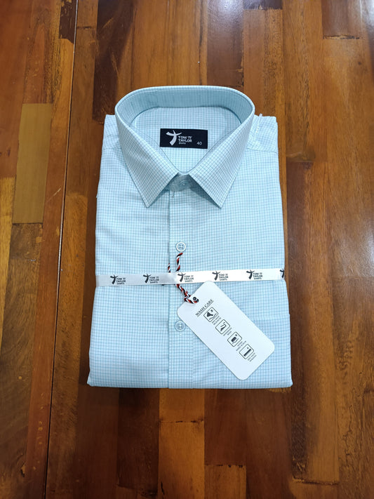 Pure Cotton Light Blue Small Checkered Shirt (40 FS)