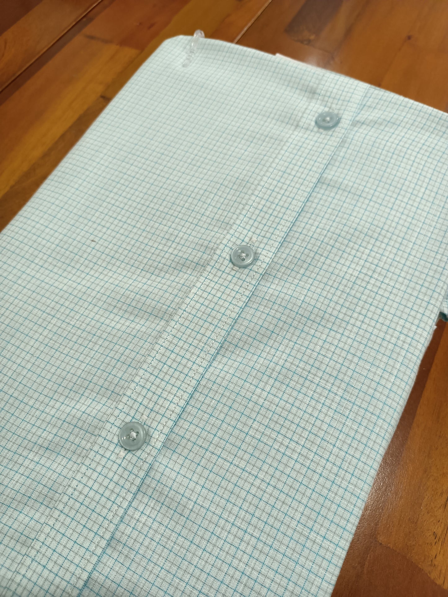 Pure Cotton Light Blue Small Checkered Shirt (40 FS)