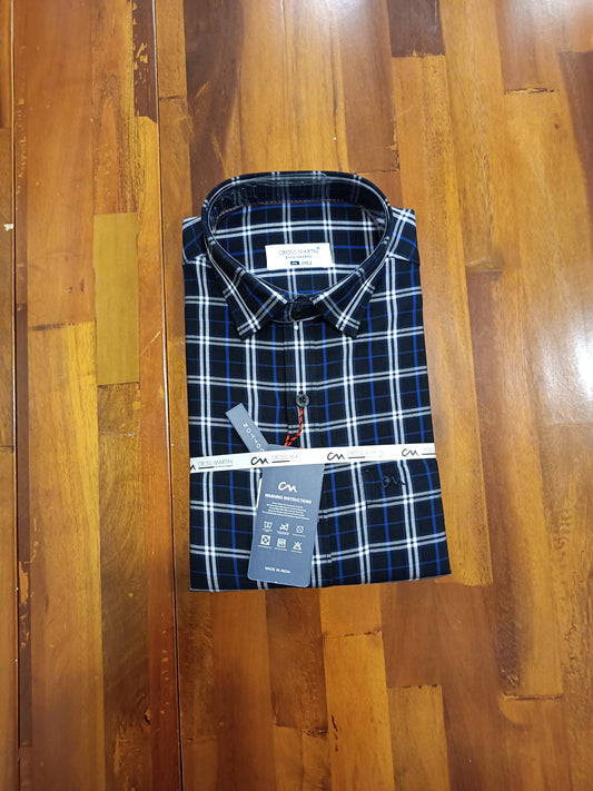 Pure Cotton Black Checkered Shirt (40 FS)