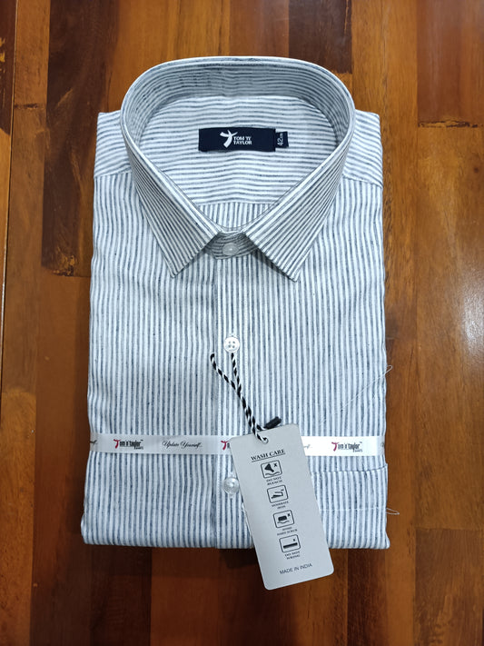 Pure Cotton White Striped Shirt (42 FS)