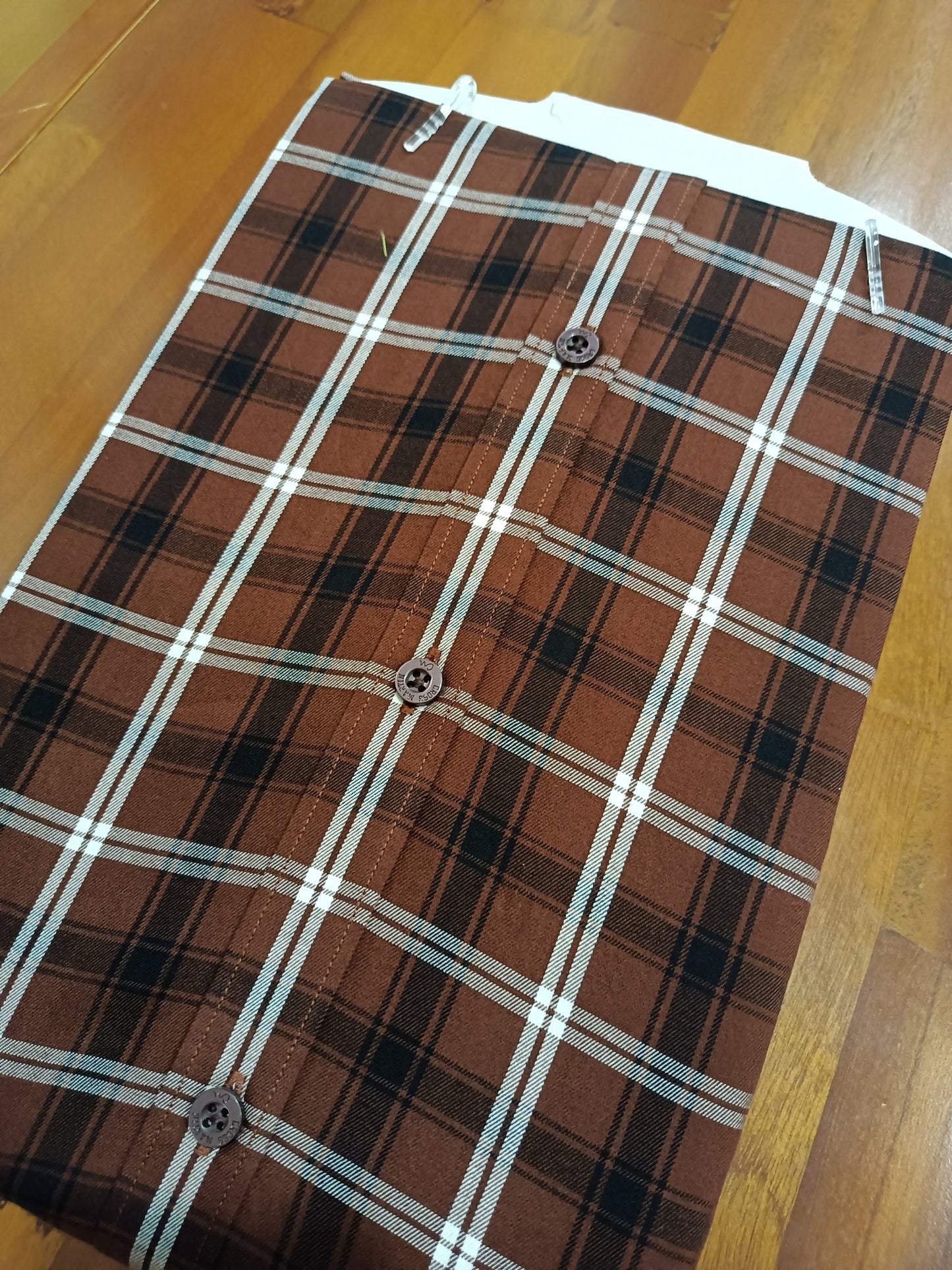 Pure Cotton Brown Checkered Shirt (42 FS)