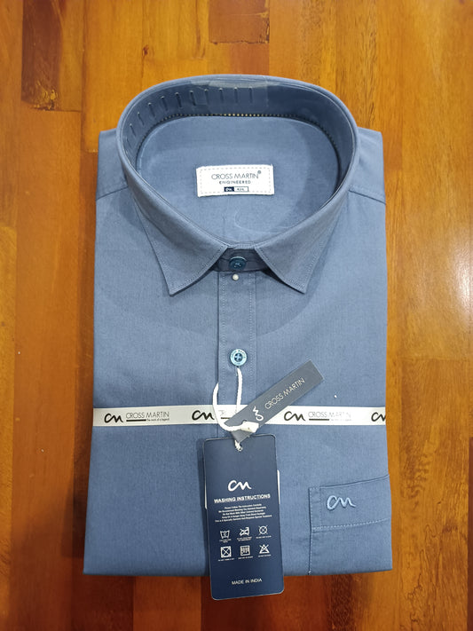 Pure Cotton Grey Solid Shirt (42 FS)