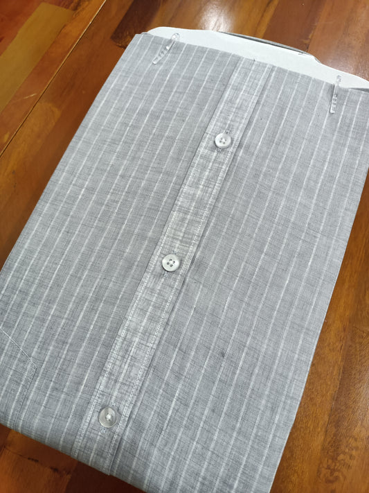 Pure Cotton Grey Stripes Shirt (42 FS)