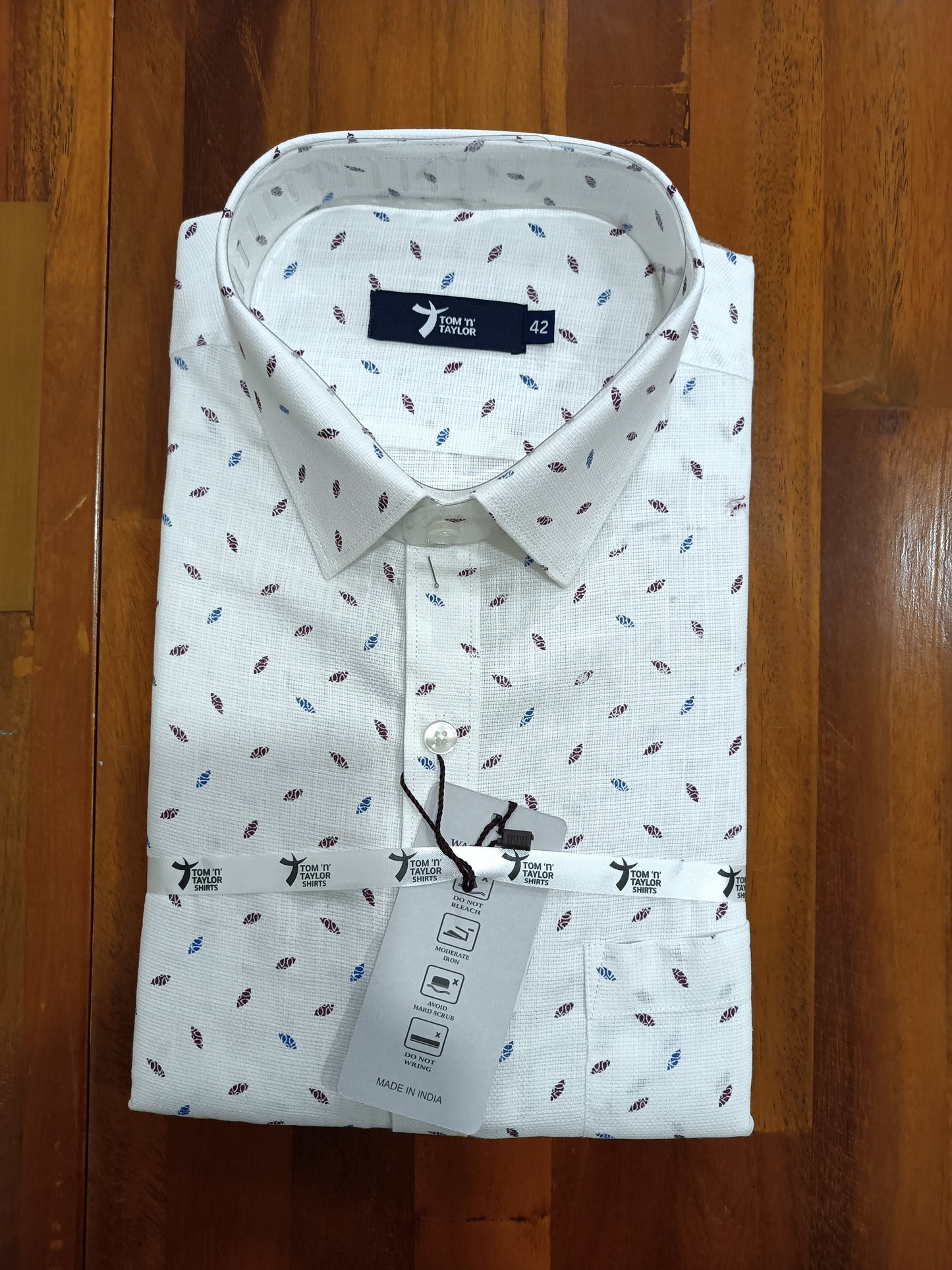 Pure Cotton White Printed Shirt (42 FS)