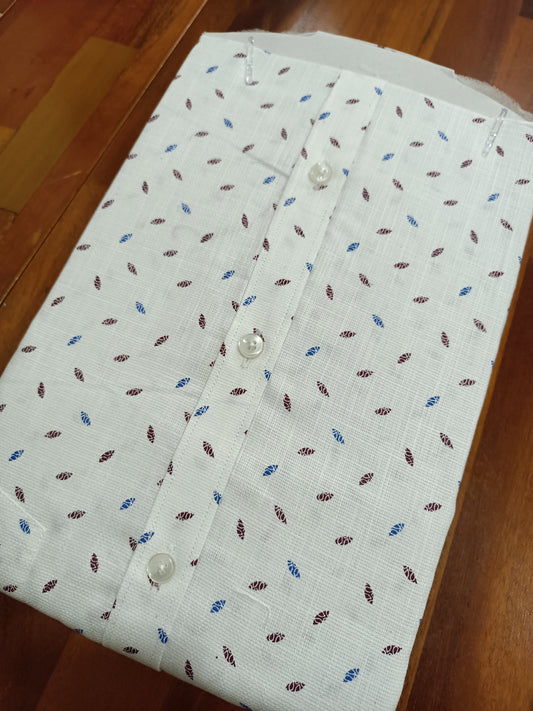 Pure Cotton White Printed Shirt (42 FS)