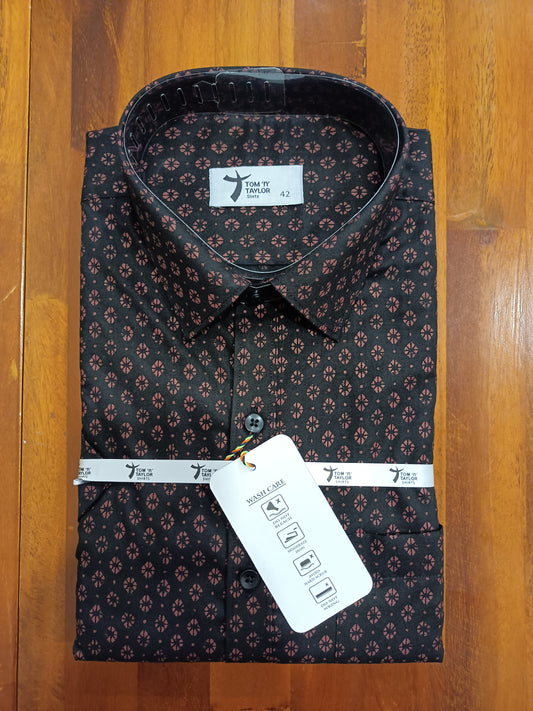 Pure Cotton Black Printed Shirt (42 HS)