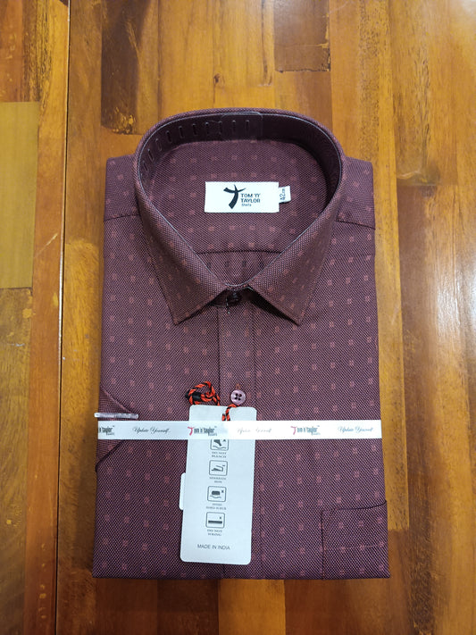 Pure Cotton Brown Printed Shirt (42 HS)