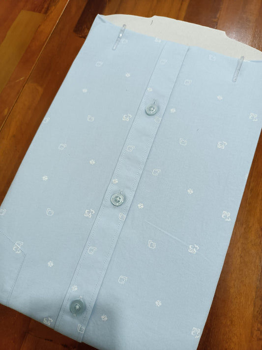 Pure Cotton Light Blue Printed Shirt (44 HS)