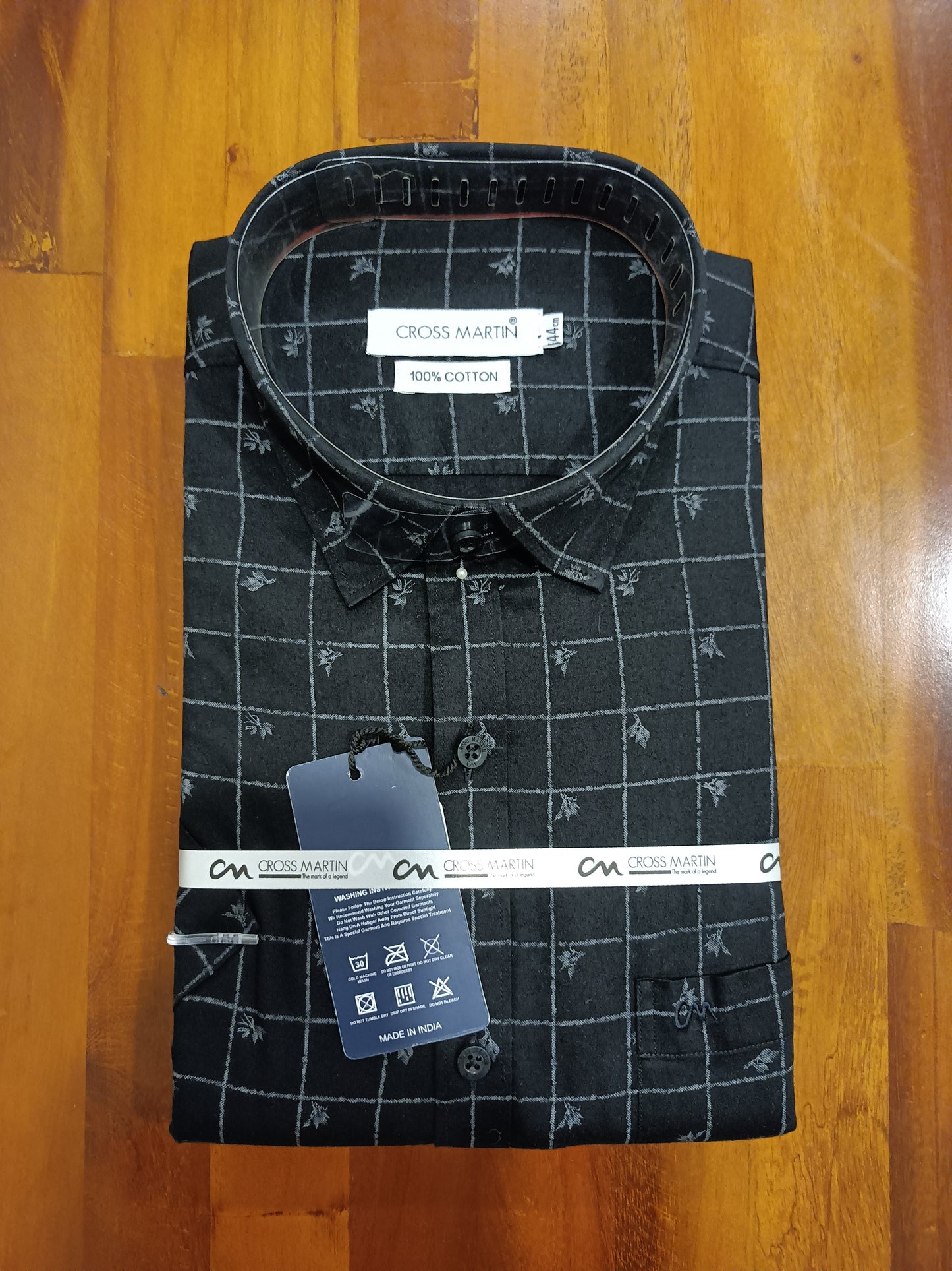 Pure Cotton Black Printed  Shirt (44 HS)