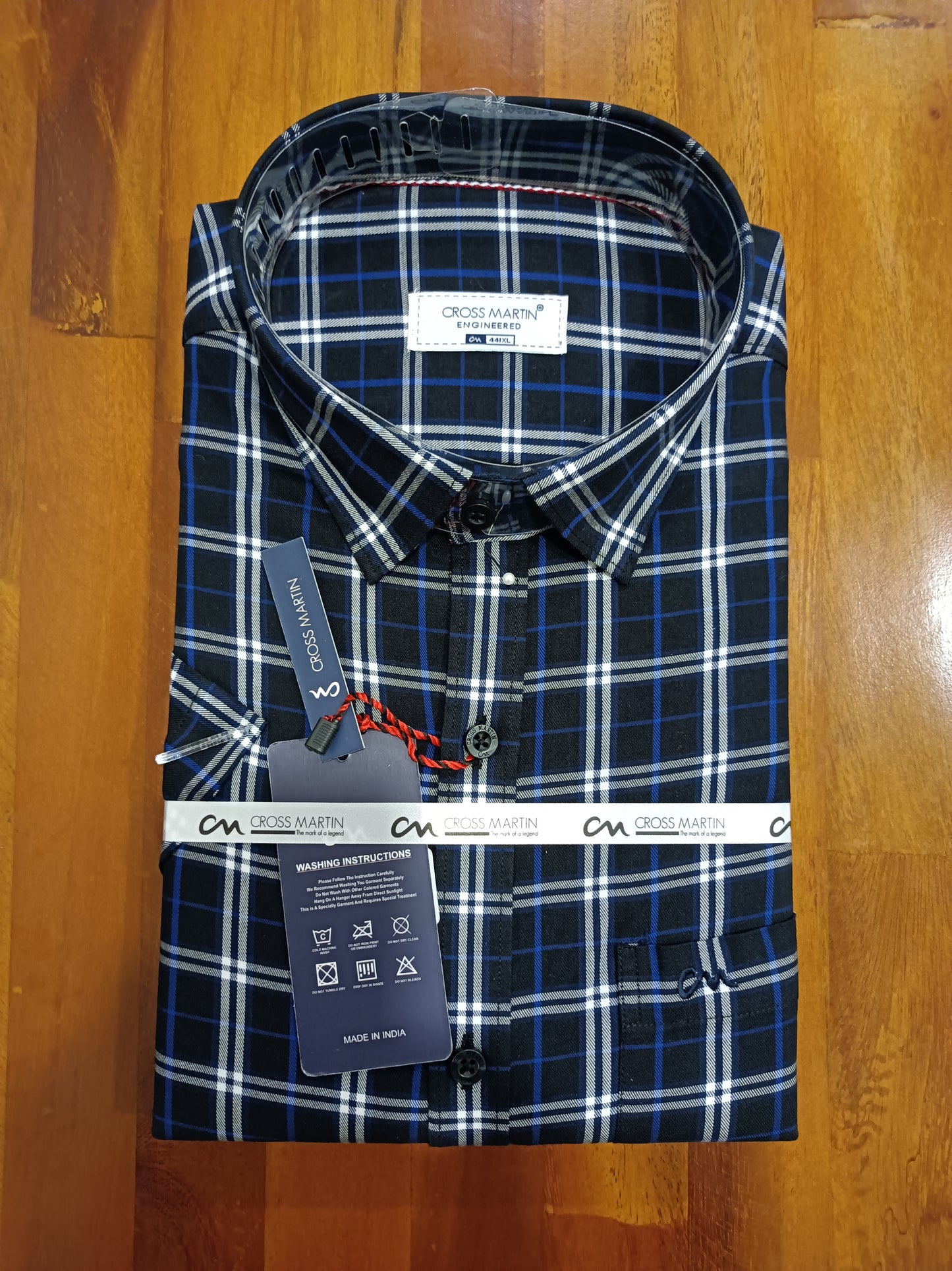 Pure Cotton Black Checkered  Shirt (44 HS)