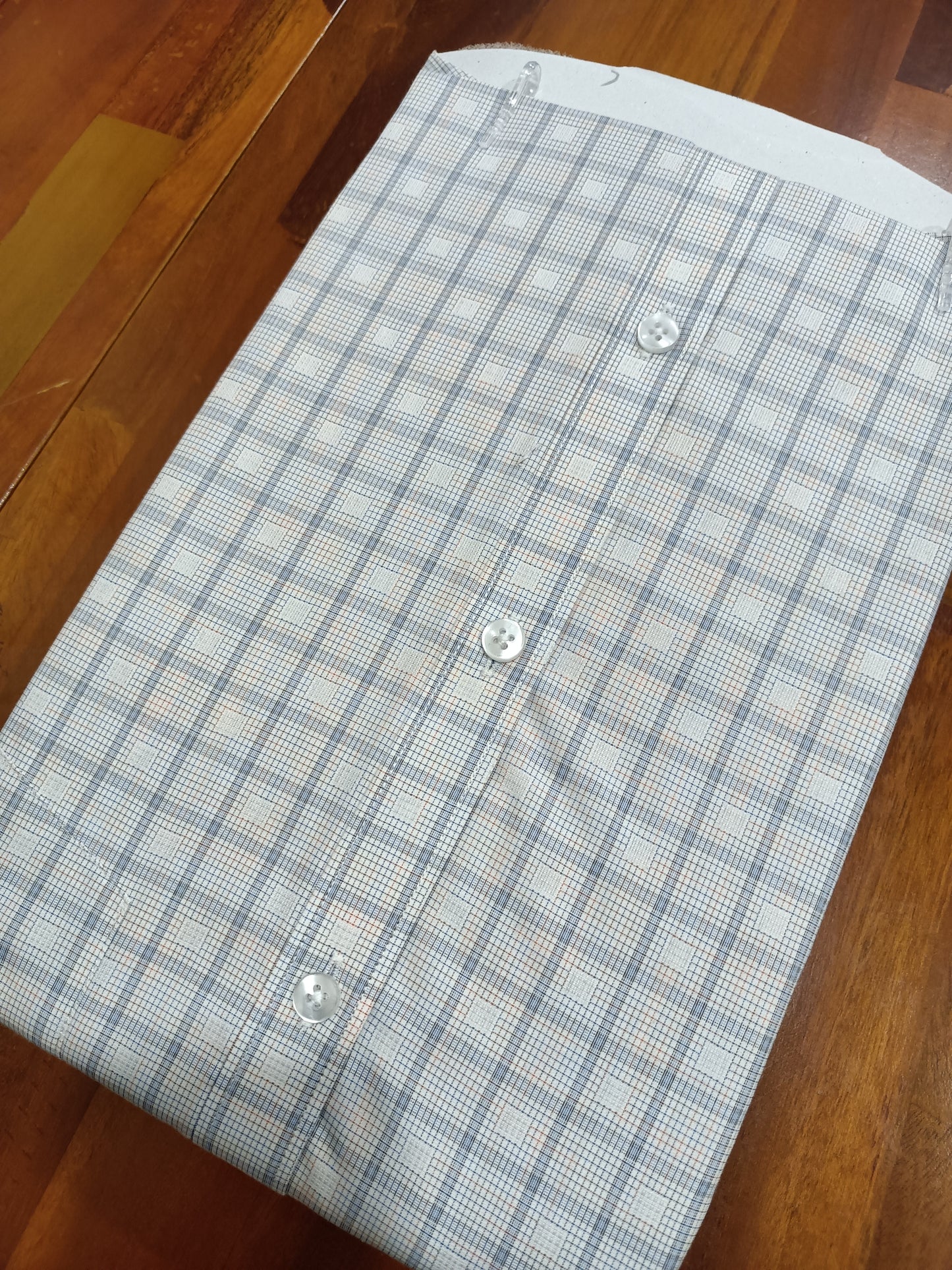 Pure Cotton White Checkered  Shirt (44 HS)