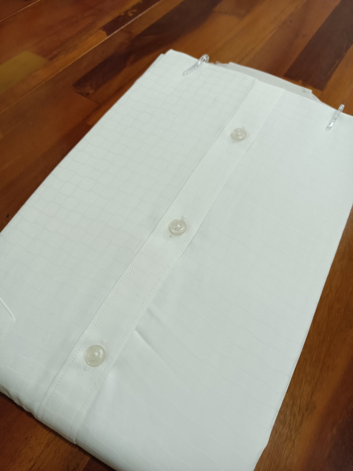 Pure Cotton White Checkered  Shirt (44 FS)