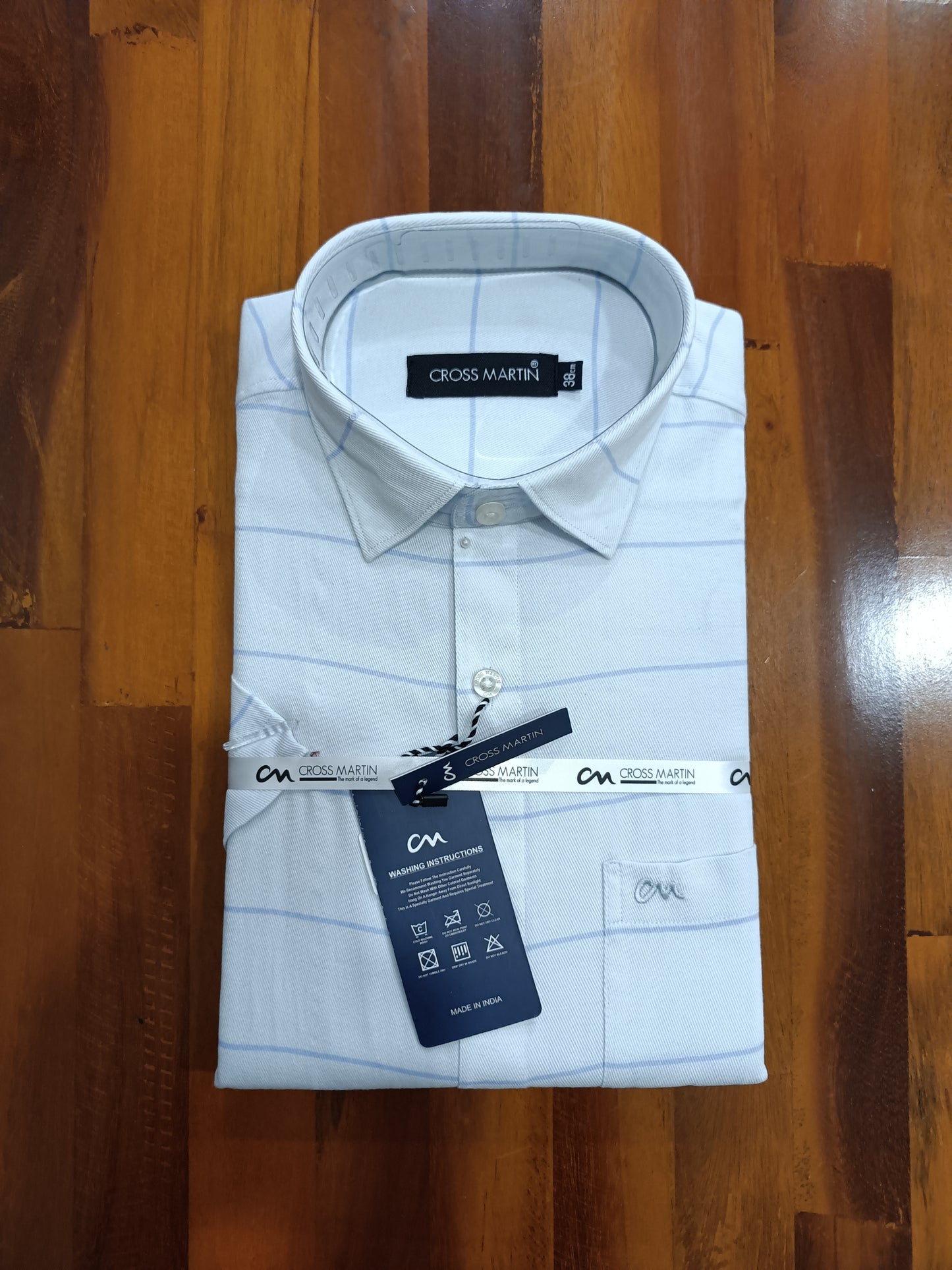 Pure Cotton Light Blue Stripes Shirt (38 HS)