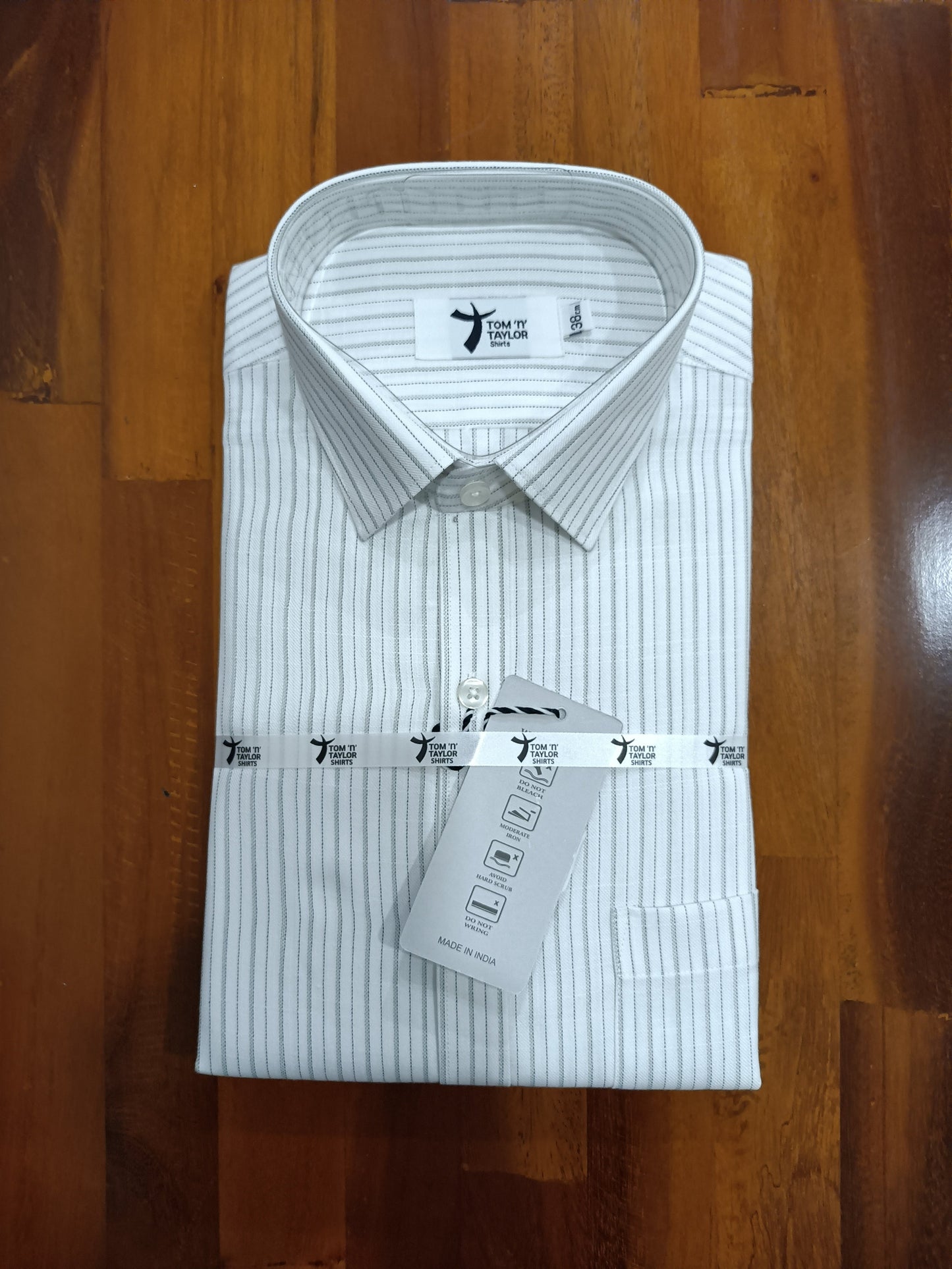 Pure Cotton White Stripes Shirt (38 FS)