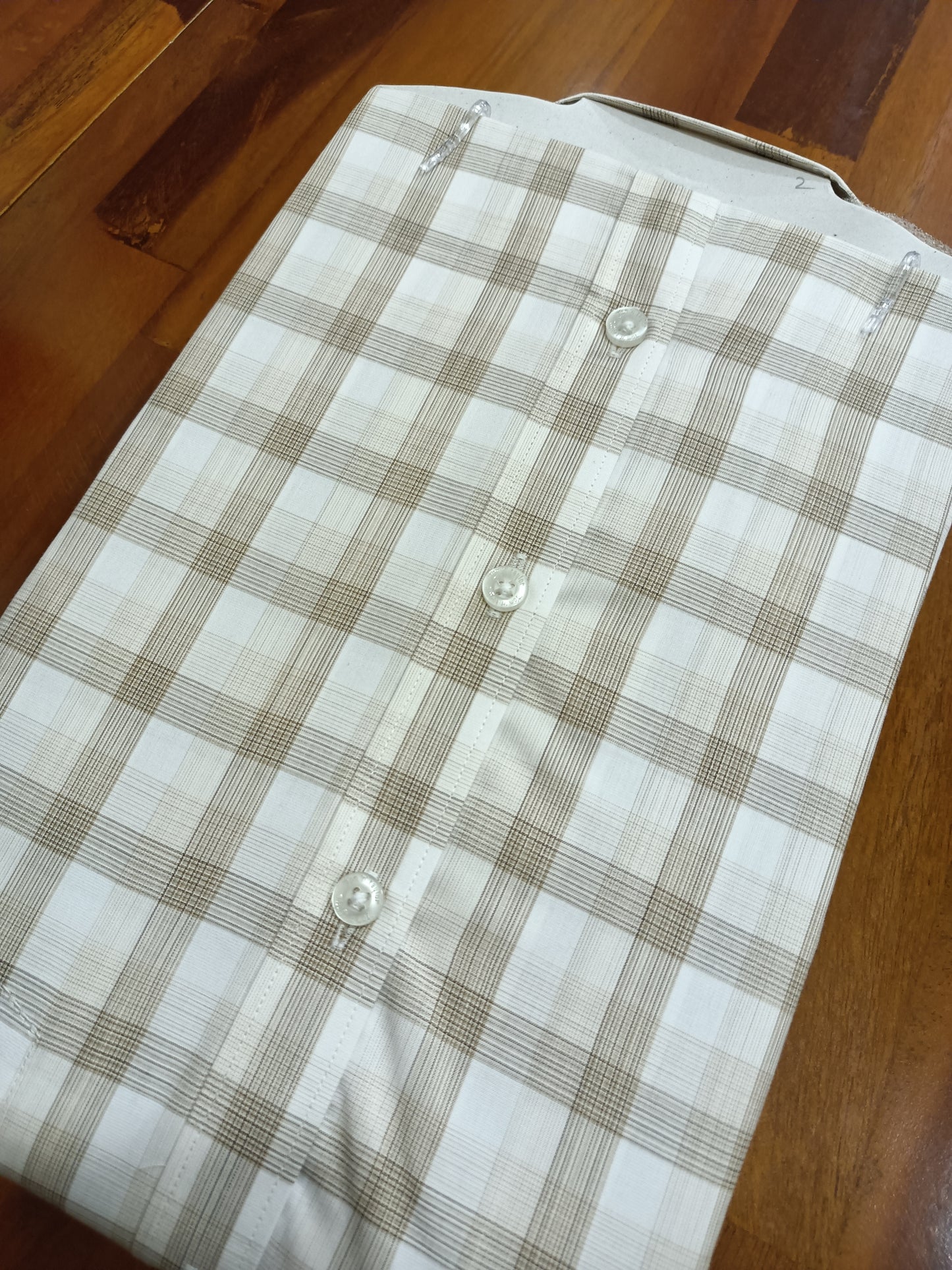 Pure Cotton White Checkered Shirt (38 FS)