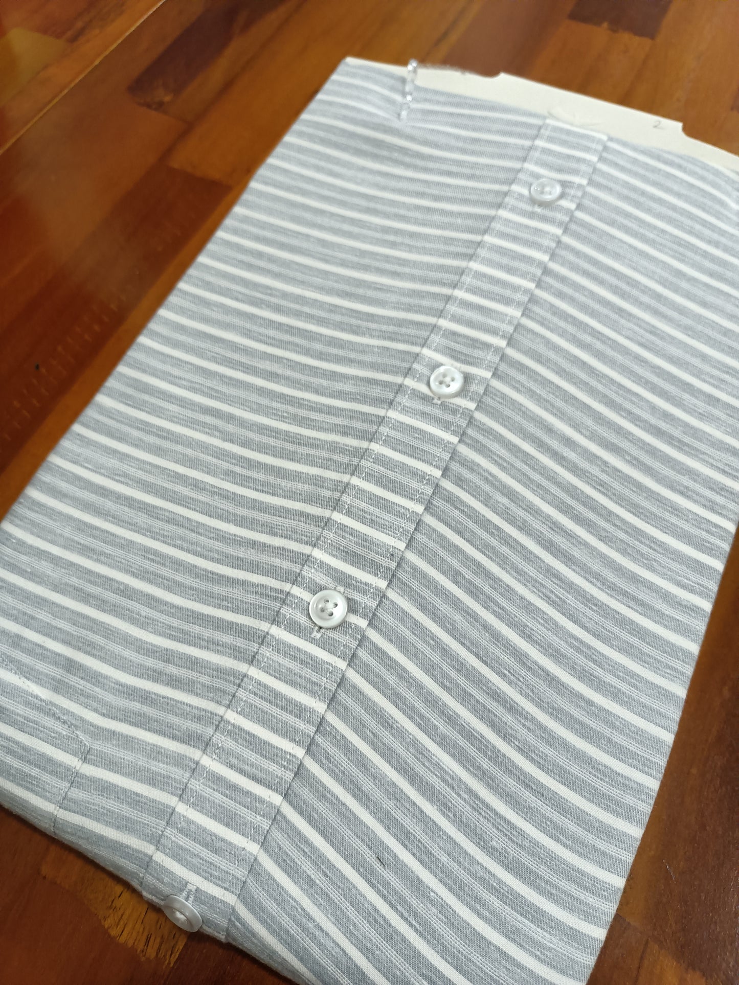 Pure Cotton Light Grey Stripes Shirt (38 FS)