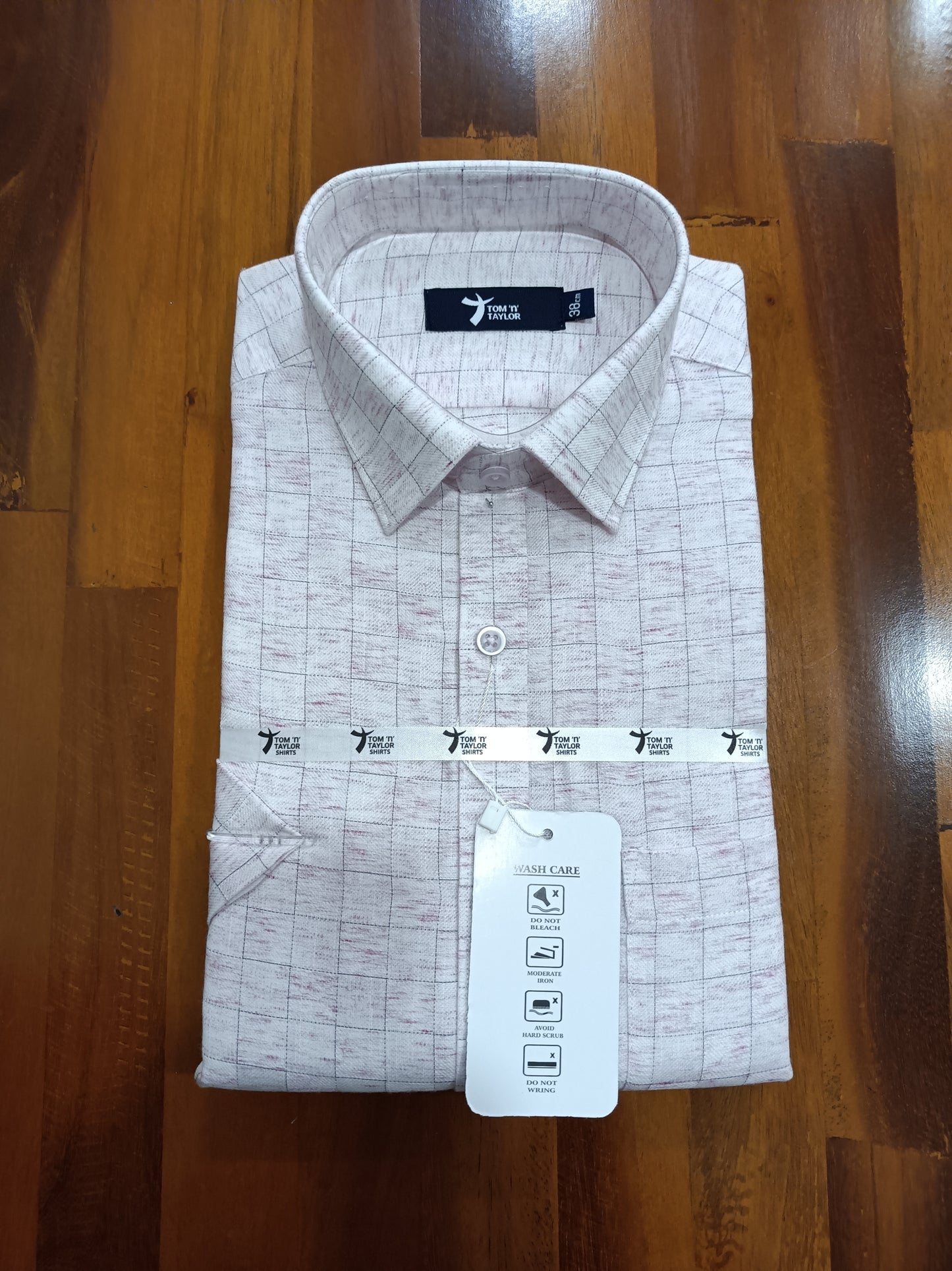 Pure Cotton  Light Magenta Checkered Shirt (38 HS)