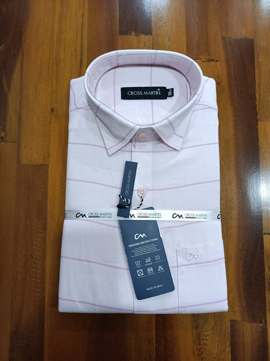 Pure Cotton Light Pink Stripes Shirt (38 FS)