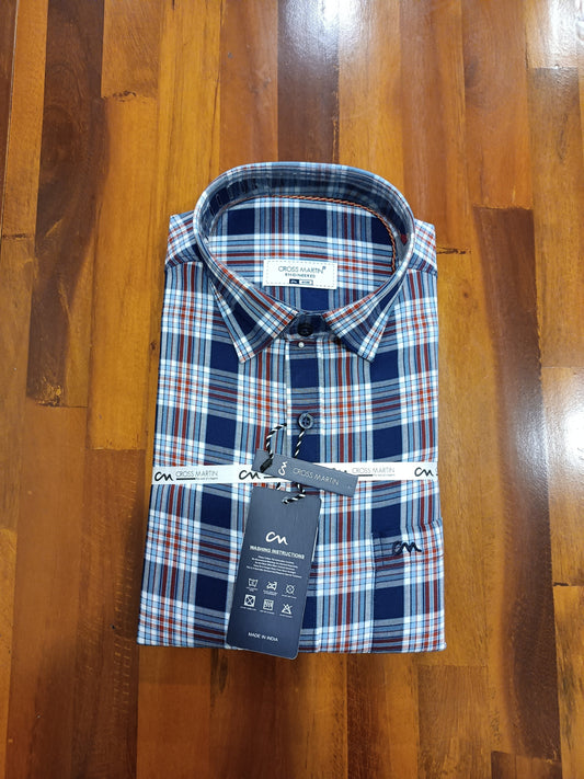 Pure Cotton Blue Checkered Shirt (40 FS)